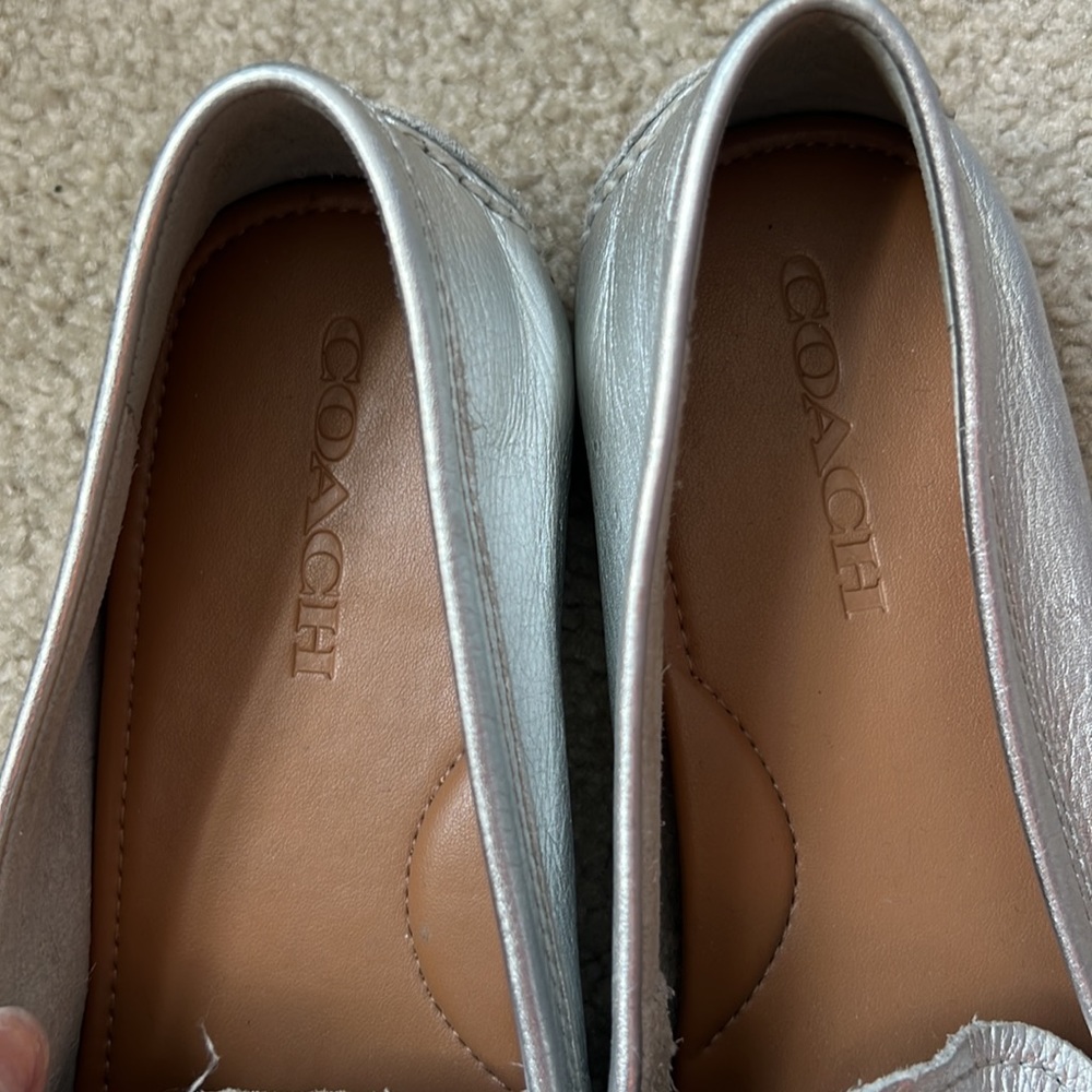 Coach Marley Leather Silver Loafers - Picture 3 of 4
